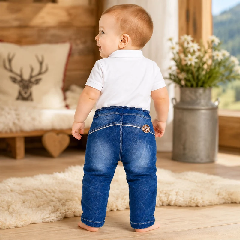 BONDI Lange Trachten Jeans "Gipfelkraxler" Jogg Denim für Jungen 91469 | Blau