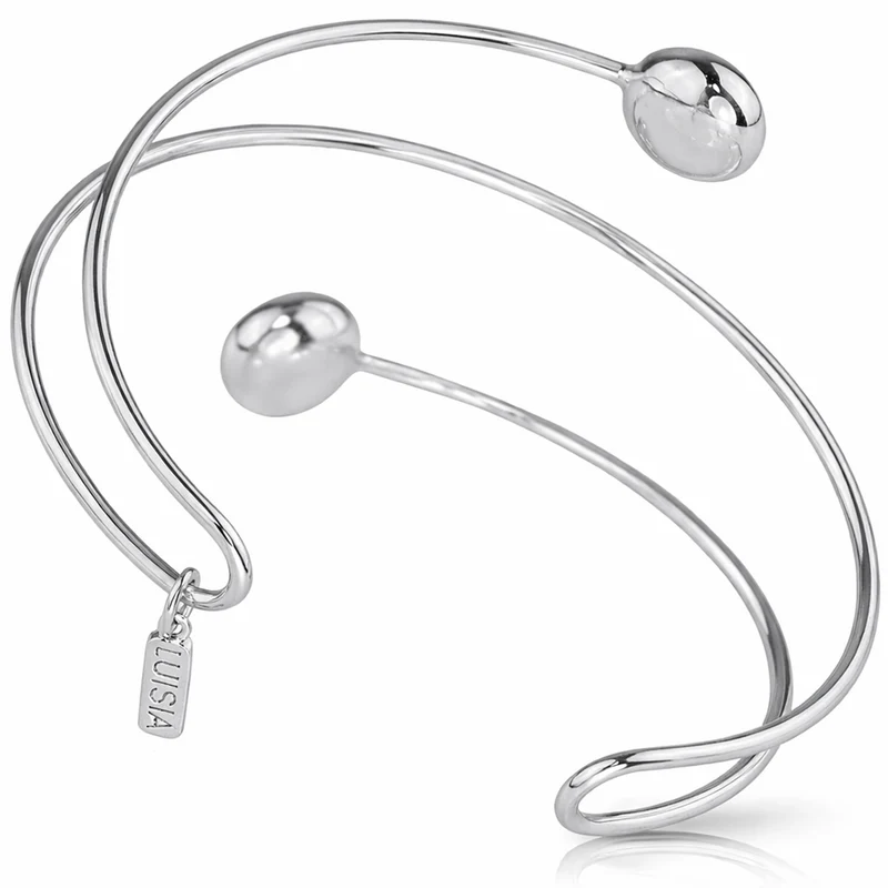 LUISIA® Spiral Armreif "Fjella" mit zwei Premium Kristallen - Silber / Laguna Delite