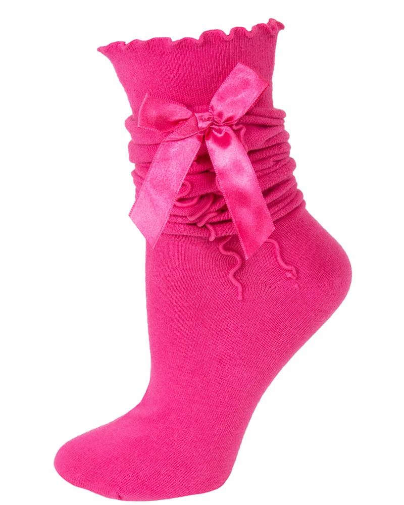 Trachten Kniestrümpfe mit Schleife für Damen | Pink
