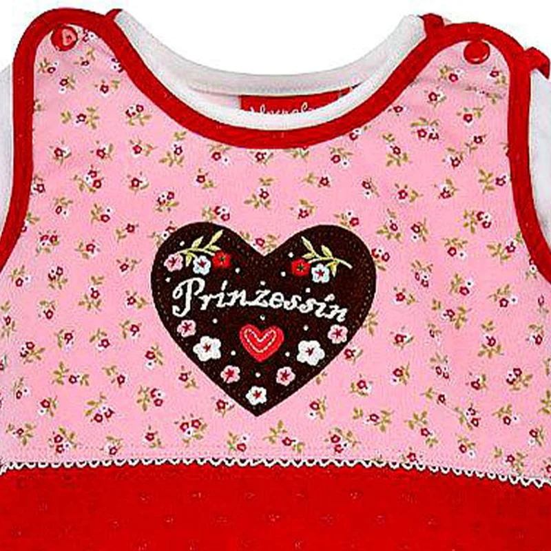 BONDI Baby Strampler "Prinzessin" mit Herz 86557 | Mädchen Overall 2-tlg. Rosa Rot