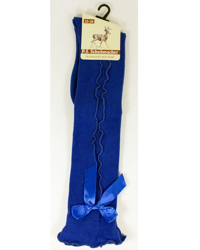 Trachten Kniestrümpfe mit Schleife für Damen | Royalblau