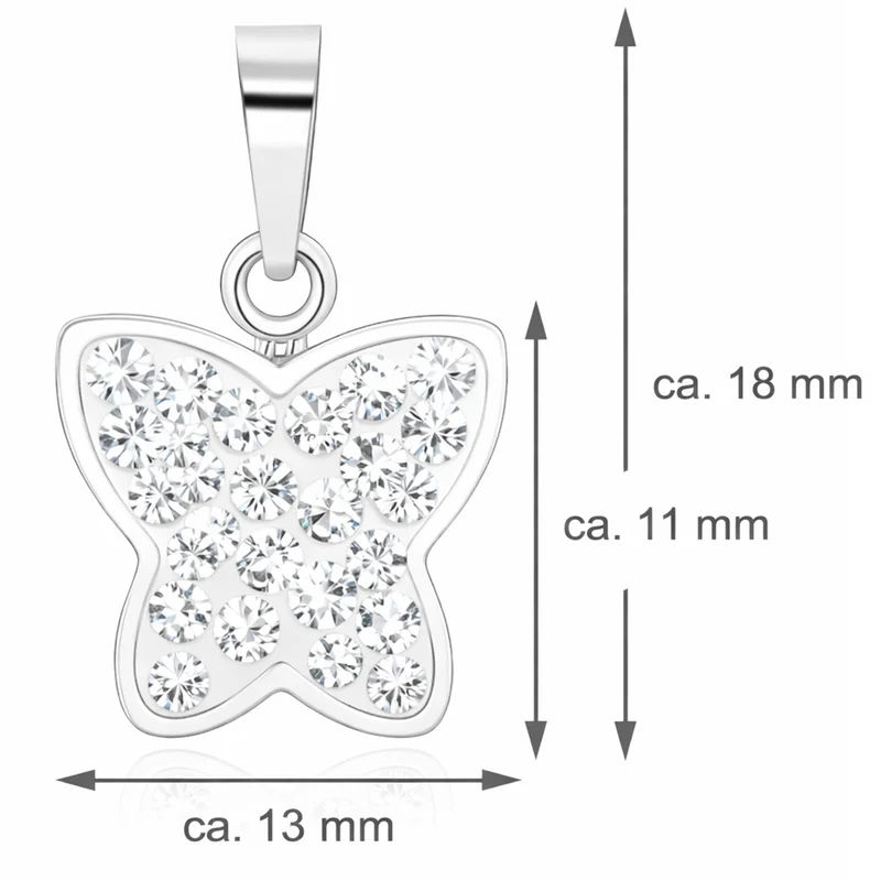 LUISIA® Kettenanhänger "Schmetterling" - Premium Kristalle - 925 Sterling Silber | Rosa