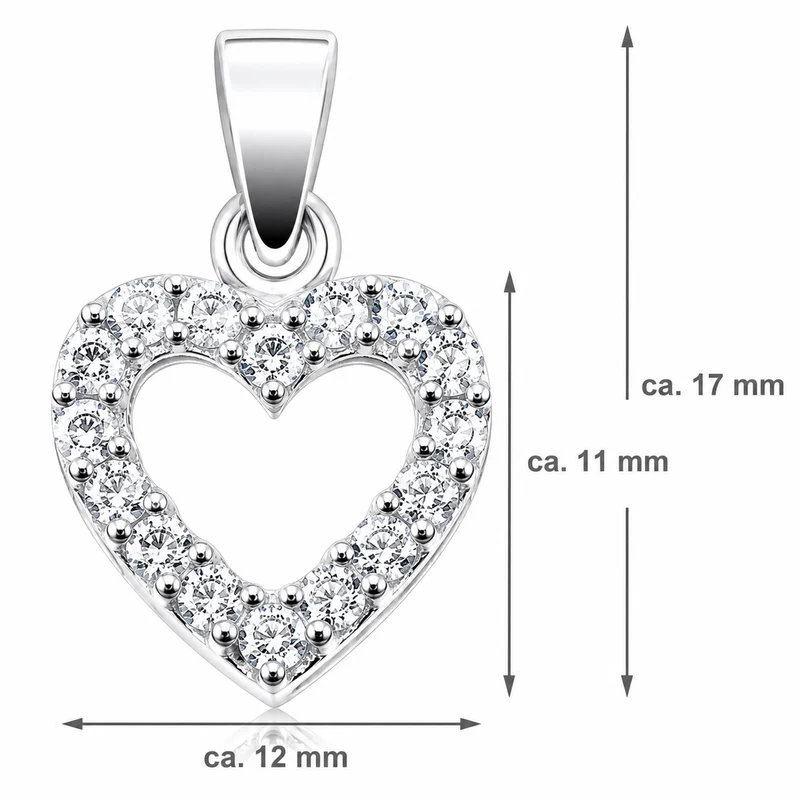LUISIA® Kettenanhänger "Herz mit Zirkonia" - 925 Sterling Silber