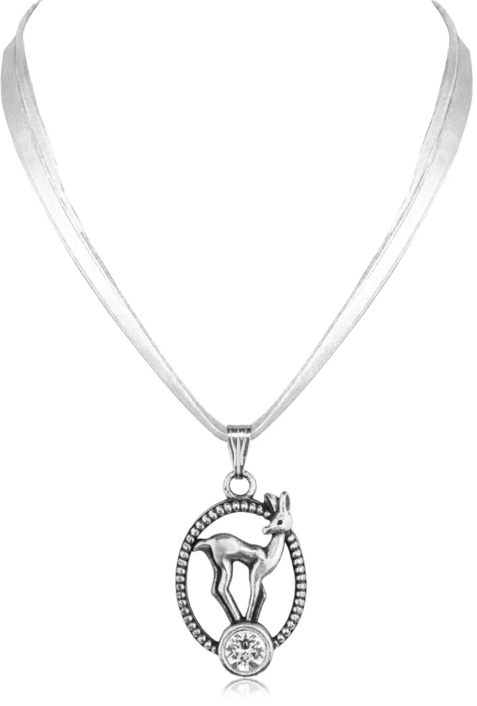 LUISIA® Halskette Valentina Reh mit Premium Kristallen - Hellgrau