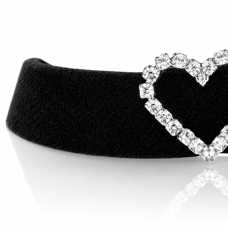 LUISIA® Samt Kropfband "Strass Herz" aus Kristallen von Swarovski® | Schwarz