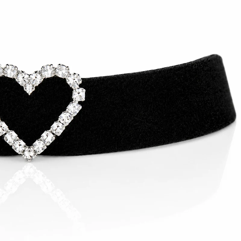 LUISIA® Samt Kropfband "Strass Herz" aus Kristallen von Swarovski® | Schwarz