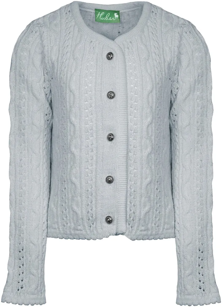 Huber Trachten Strickjacke "Alia" für Mädchen | Silber Grau