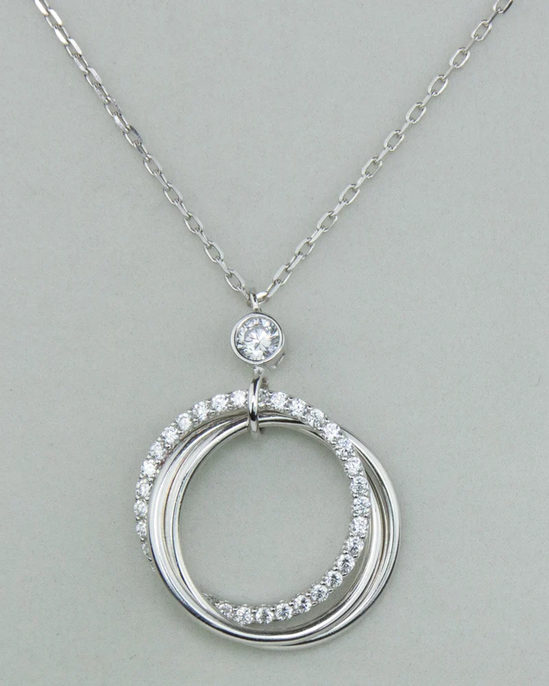LUISIA Filigrane Halskette mit Strass Ringen | 925 Silber