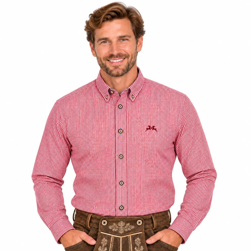 MADDOX Kariertes Herren Trachtenhemd - Hemd-47 | Rot
