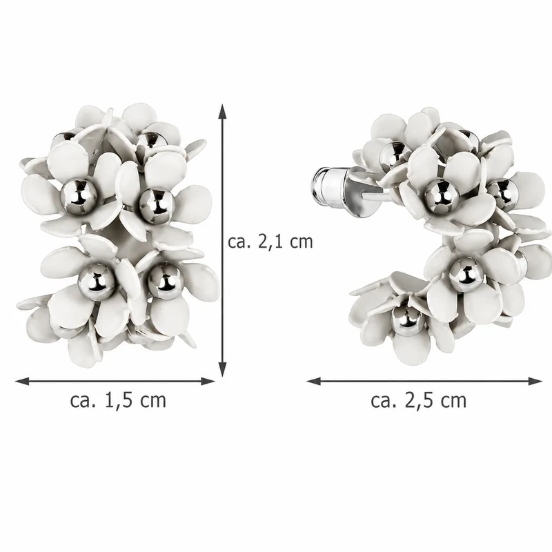 LUISIA® Halb Creolen Ohrstecker "Mia" mit Blüten | Altrosa