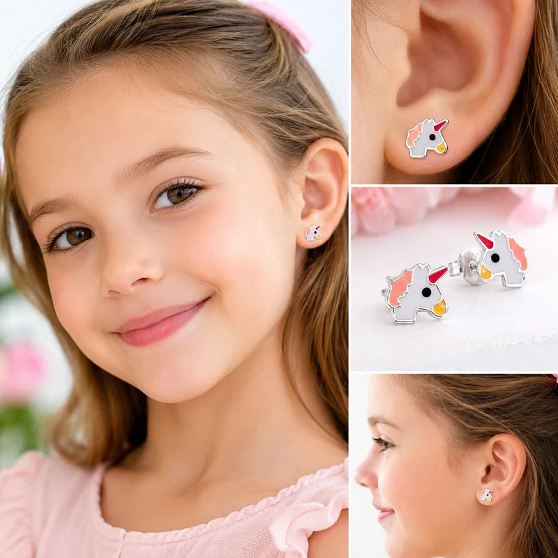LUISIA Ohrstecker Einhorn Unicorn - 925 Sterling Silber