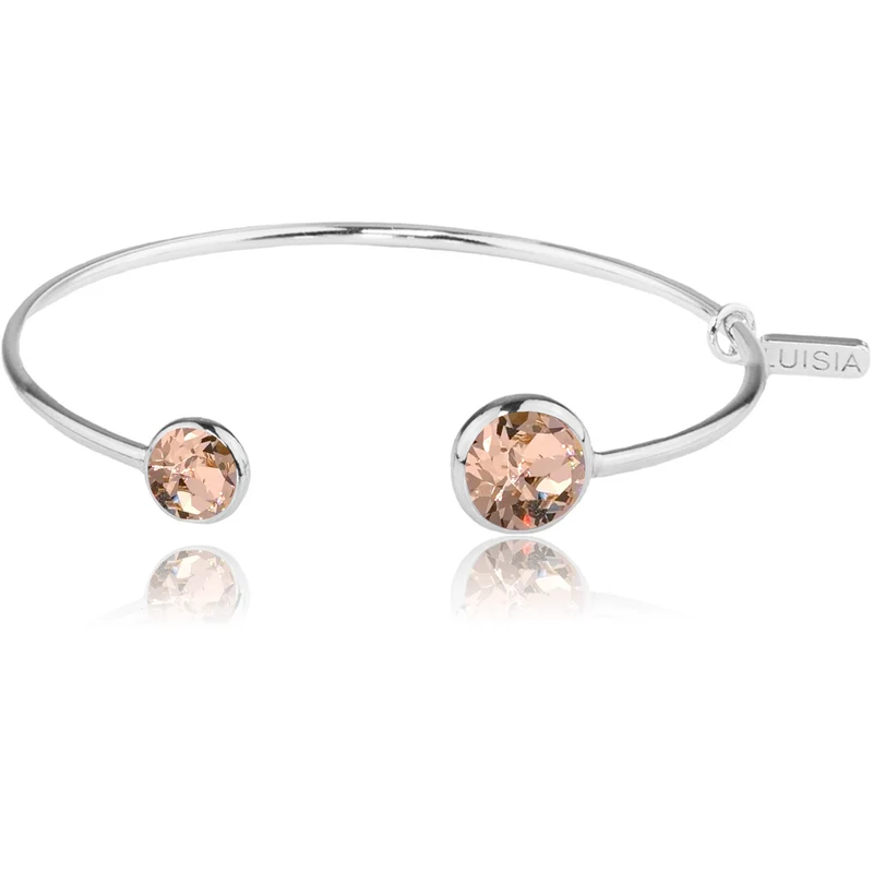LUISIA® Einreihiger Armreif "Fjella" mit zwei Premium Kristallen - Silber / Light Peach