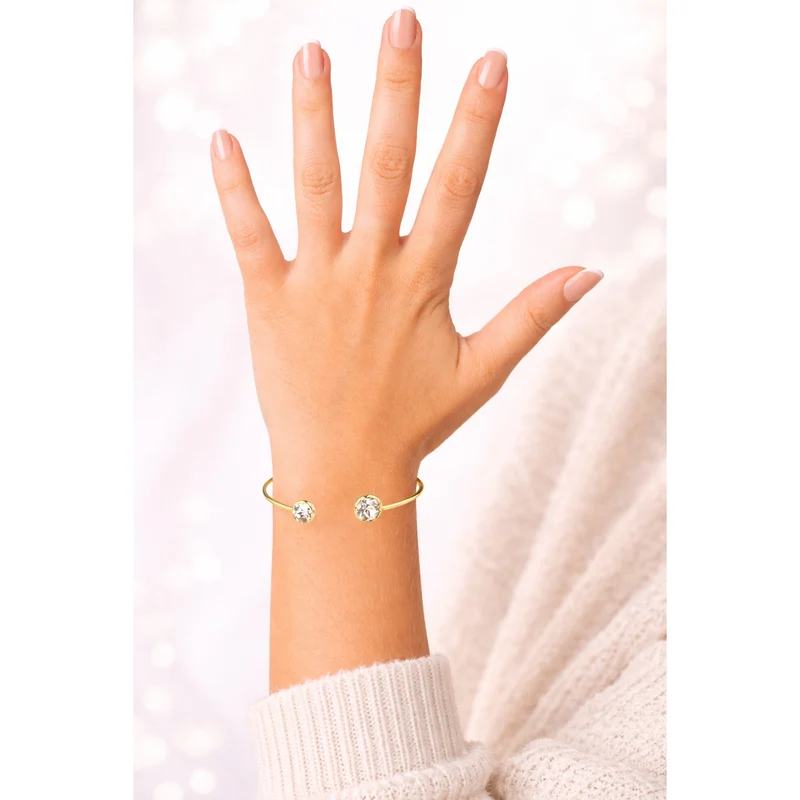 LUISIA® Einreihiger Armreif "Fjella" mit zwei Premium Kristallen - Silber / Light Rose