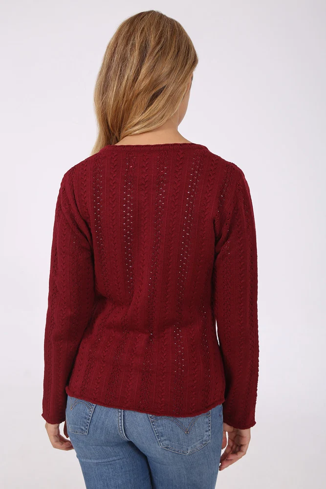 Krüger Damen Trachtenjacke "Augusta" mit Lochstickerei | Bordeaux Rot