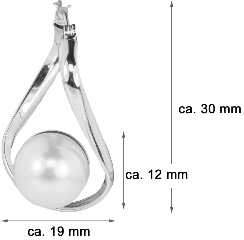 LUISIA® Geschwungene Ohrringe "Liora" mit Premium Perle - Silber / White Pearl