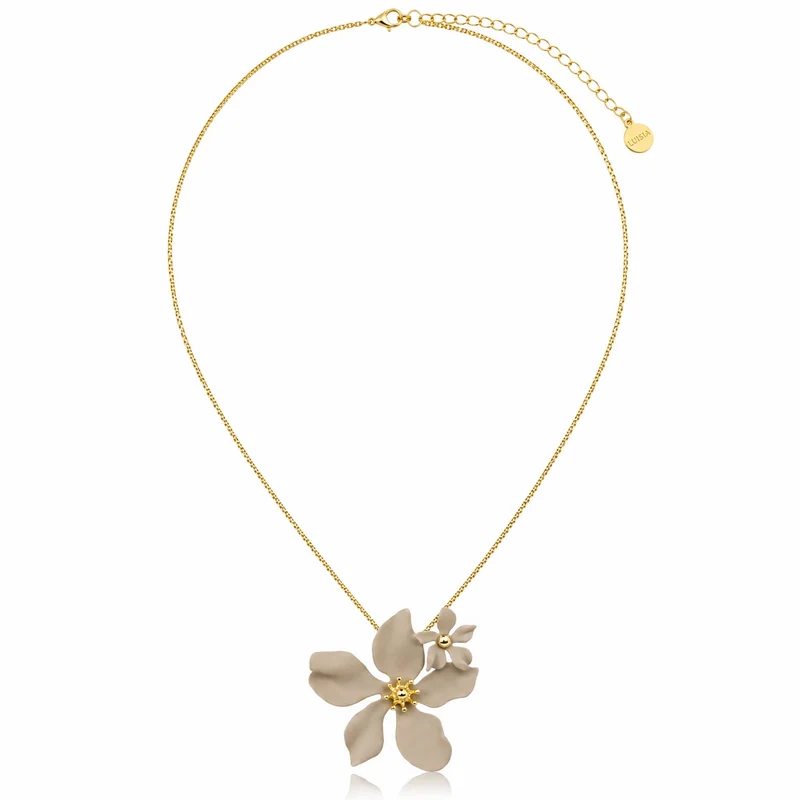 LUISIA® Halskette "Nelia" mit Blumen - 16 Karat vergoldet | Sand