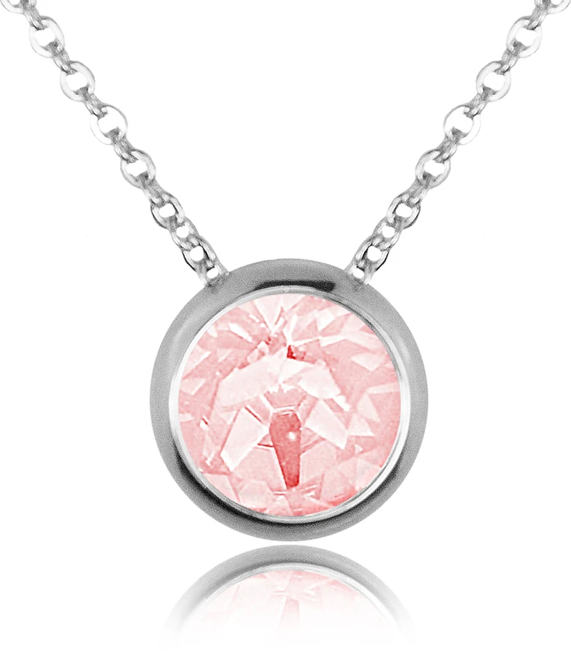 LUISIA® Halskette "Ciri" mit Premium Kristallen - 11 mm - Silber / Light Rose