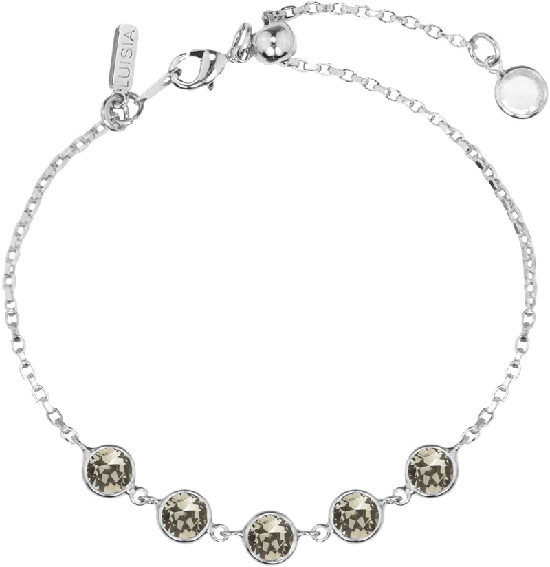 LUISIA® Armband "Calanthe" mit fünf Premium Kristallen - Silber / Black Diamond