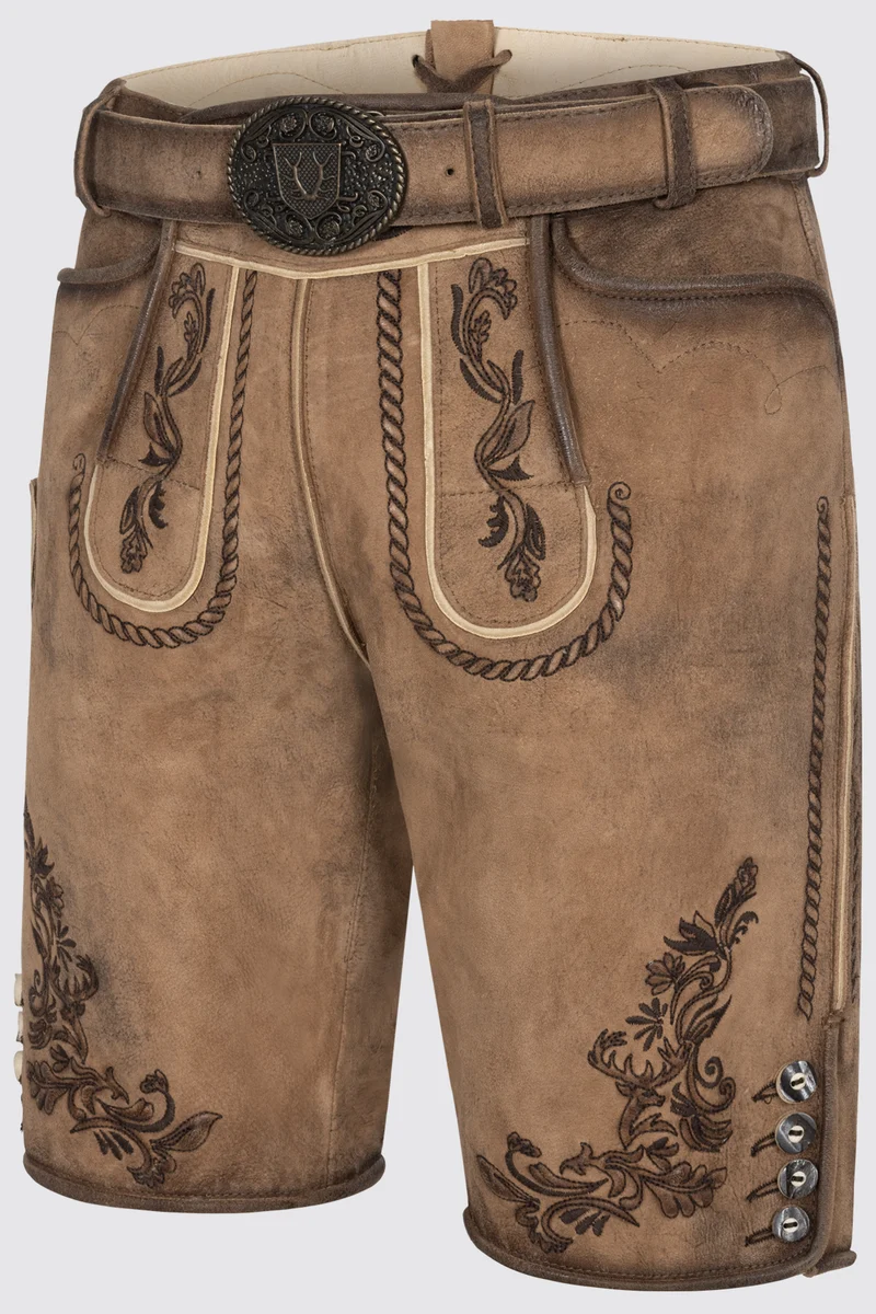 Herren Lederhose DEVIAN mit Gürtel - Krüger Buam - 962070-000-0007