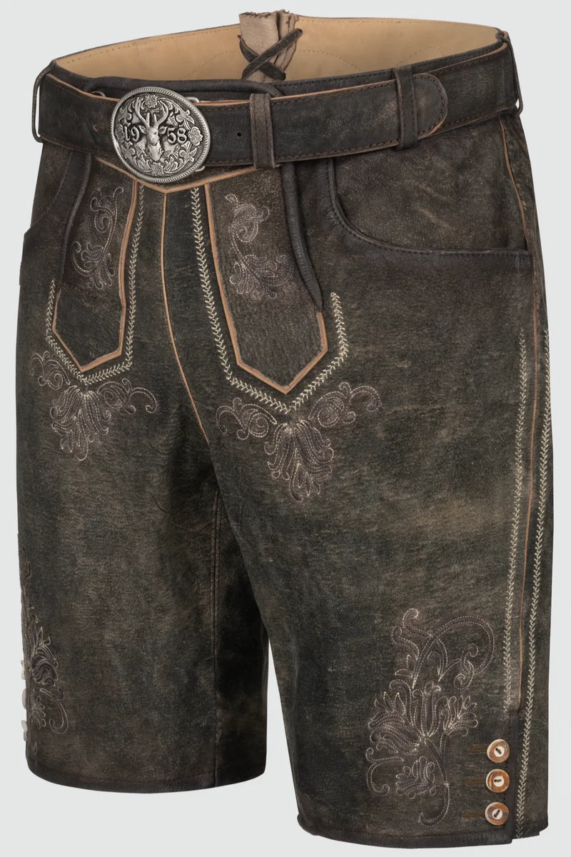 Herren Lederhose - ARIJUS % - Trachtenhose - Krüger Buam - 099610-000-0044 - mit Gürtel