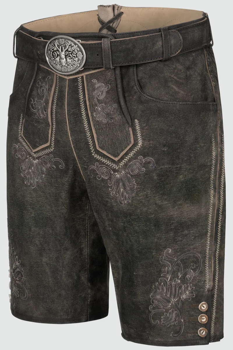 Herren Lederhose - ARIJUS % - Trachtenhose - Krüger Buam - 099610-000-0044 - mit Gürtel