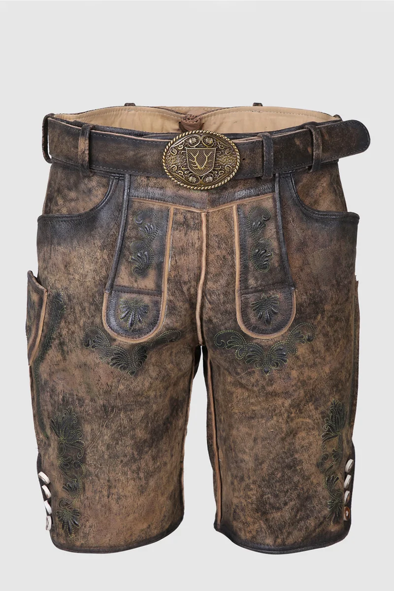 Herren Lederhose - MARKUS% - Trachtenhose - Krüger Buam - mit Gürtel - 906351-000-0076