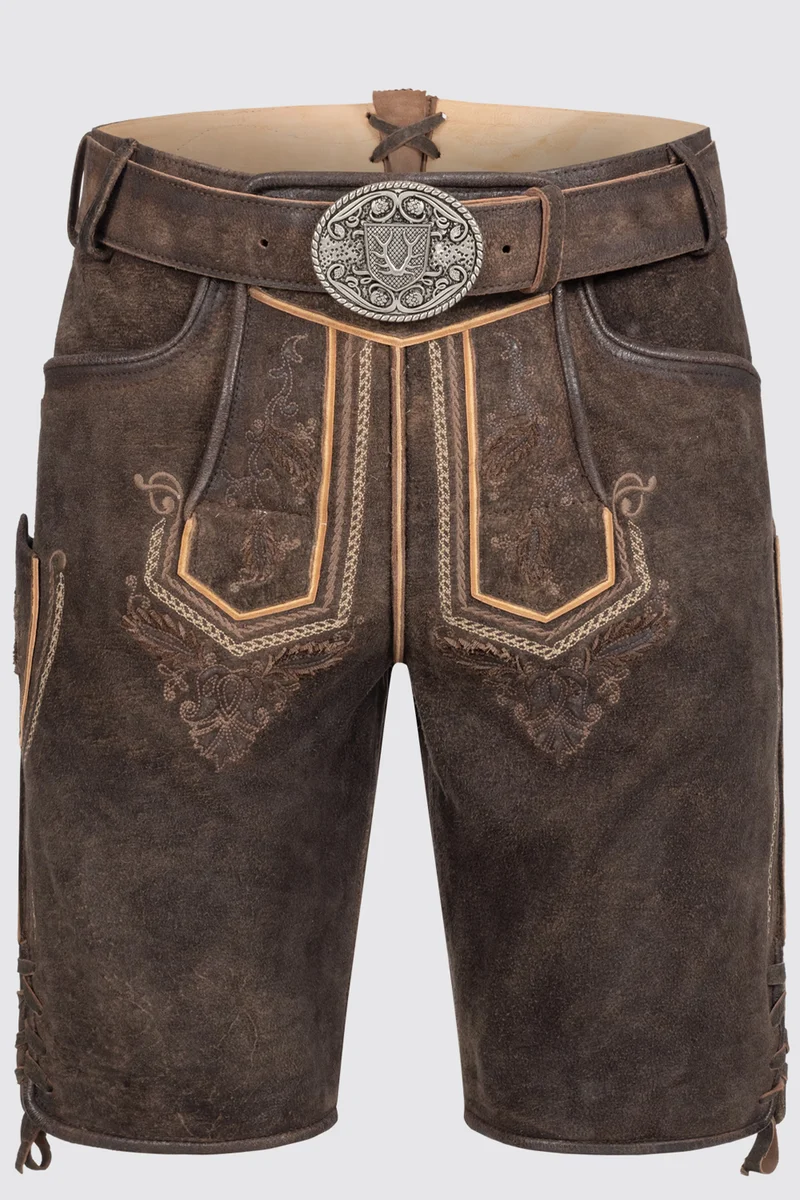 Herren Lederhose - ROGER - Trachtenhose - Krüger Buam - mit Gürtel - 962066-000-0007